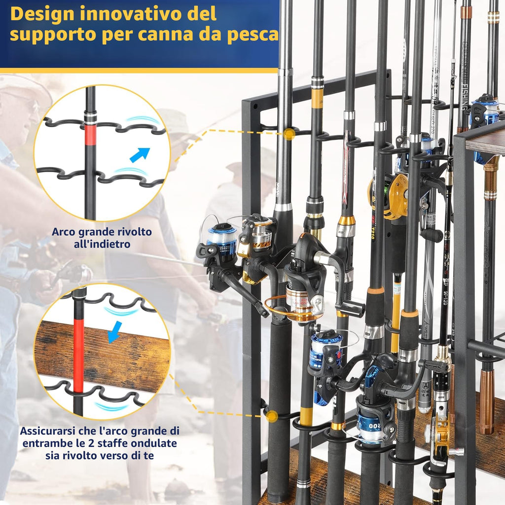 Bikoney Supporto per Canna da Pesca Accessori da Pesca Attrezzi da Pesca Organizzatori di Attrezzature da Pesca Negozio da Pesca Supporti per Canna da Pesca Carrello per Garage Casa Ingresso Angolo