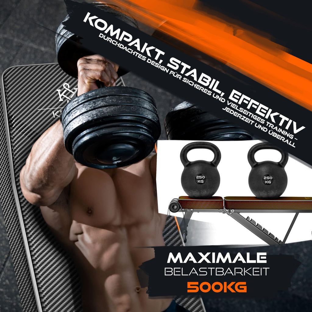 KESSER® Banc de musculation pliable multifonction avec dossier, supporte jusqu'à 500 kg, pour le fitness et l'entraînement