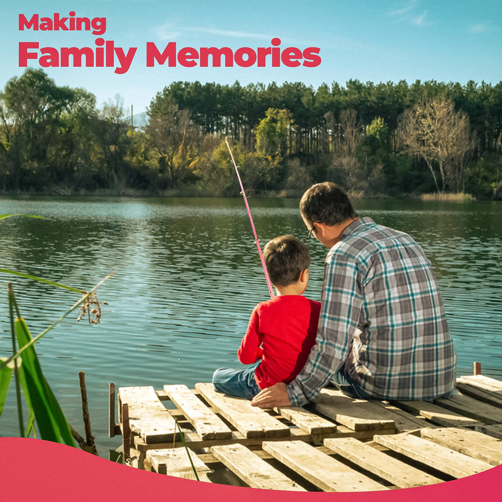 DaddyGoFish Kids Canna da Pesca Telescopica Spincast Combo Sedia Pieghevole Portacanna Tackle Box Bait Net Ragazzi Ragazze