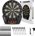 Cible de fléchettes électronique – Ensemble de fléchettes électroniques à pointe plastique, 4 écrans LCD, 27 modes de jeu, jusqu'à 16 joueurs, pour professionnels, amateurs et débutants