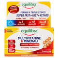 Equilibra Multivitamine e Minerali, Rilascio Prolungato fino a 8 ore, Vitamine A, B, C, D, E, Ferro, Iodio, Zinco, per Energia e Sostegno, Senza Glutine, per Vegetariani, 30 Compresse Triplo Strato