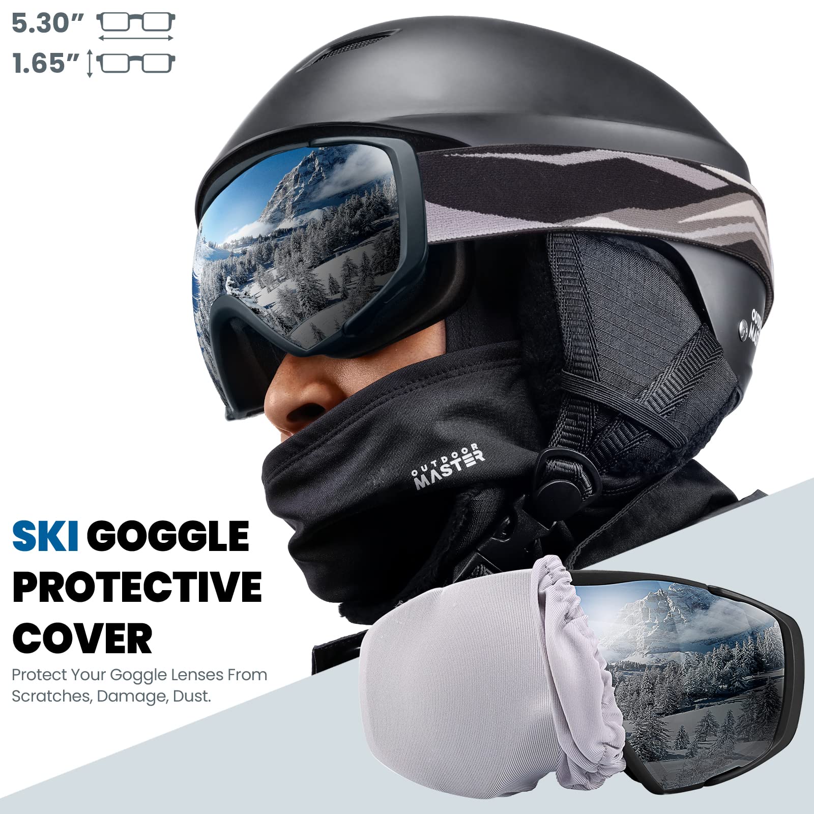 OutdoorMaster Maschera Sci Modello Classic OTG - Lenti Anti-Appannamento e Protezione UV400 - Compatibile con Casco e Occhiali da Vista