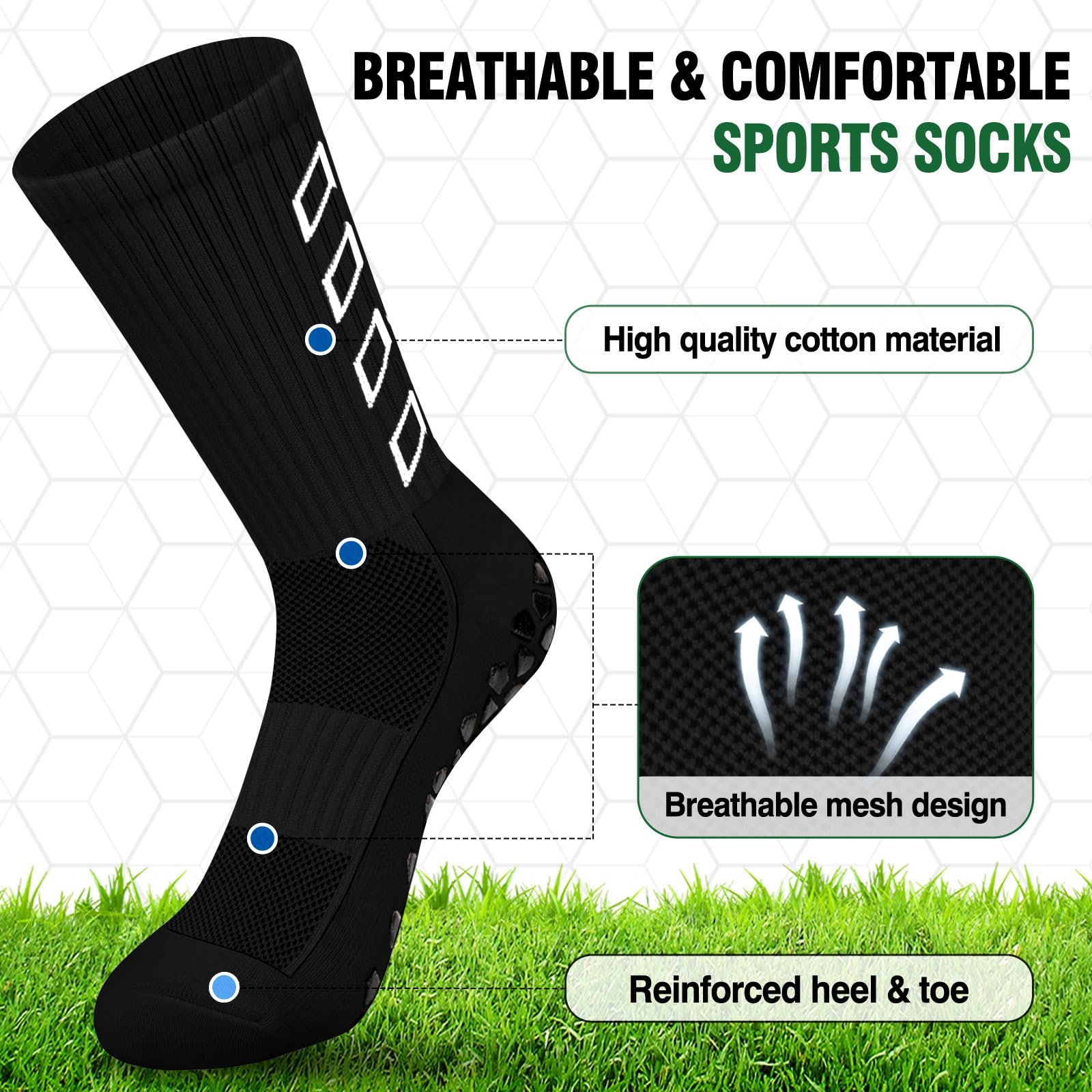 Calze Calcio Antiscivolo Uomo 37-45 Calze Antiscivolo Calcio Anti Vesciche Addensare Cotone Calzini Sportivi Donna Traspirante Calzini Grip Calcio per Ciclismo Trekking