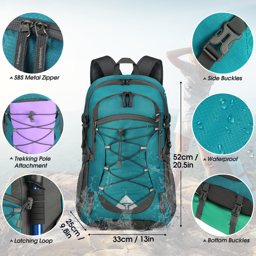 IGOLUMON Zaino Trekking 40 Litri, Zaino Ultraleggero Pieghevole, Impermeabile Zaino da Viaggio per Uomo/Donna, Zaino da Trekking con Strisce Riflettenti, Zaino Montagna per Escursionismo Campeggio