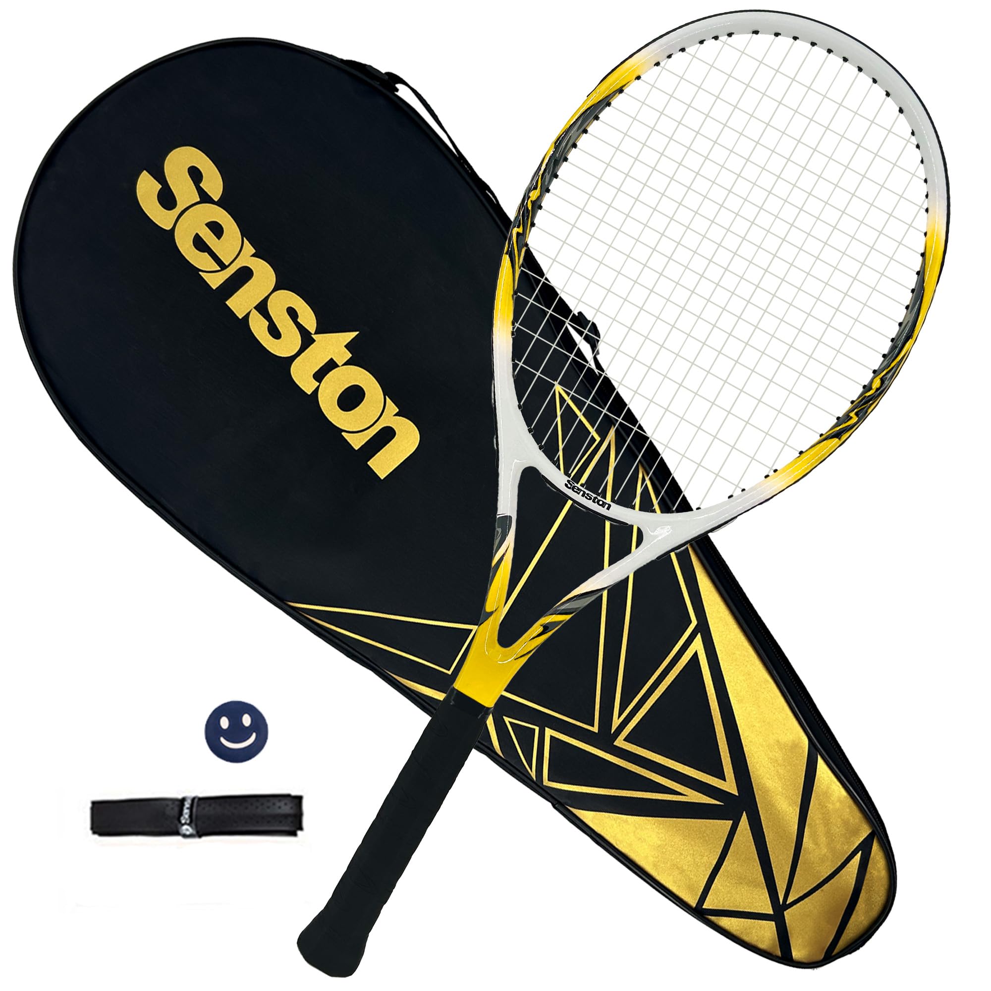 Senston Racchetta da Tennis da 27'', Racchette Tennis con Borsa, Grip da Tennis, Smorzatore di Vibrazioni, Presa e Controllo Eccellenti