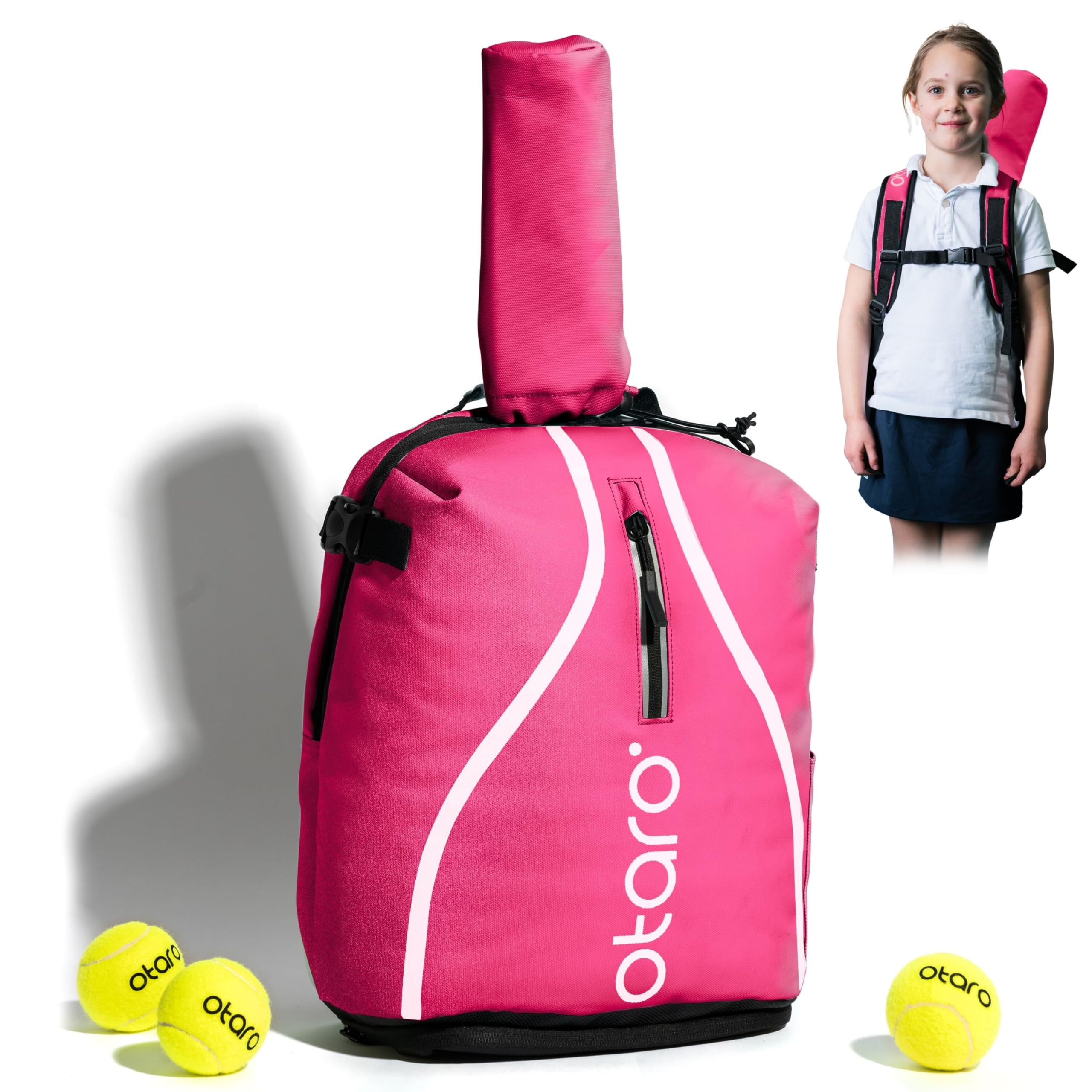 Otaro Zaino tennis bambini | 19 L | Zainetto bambino dai 5 agli 11 anni | Zaino con porta scarpe e porta racchetta tennis bambino | Leggero e riflettente | Zaino sportivo per ragazzi e ragazze
