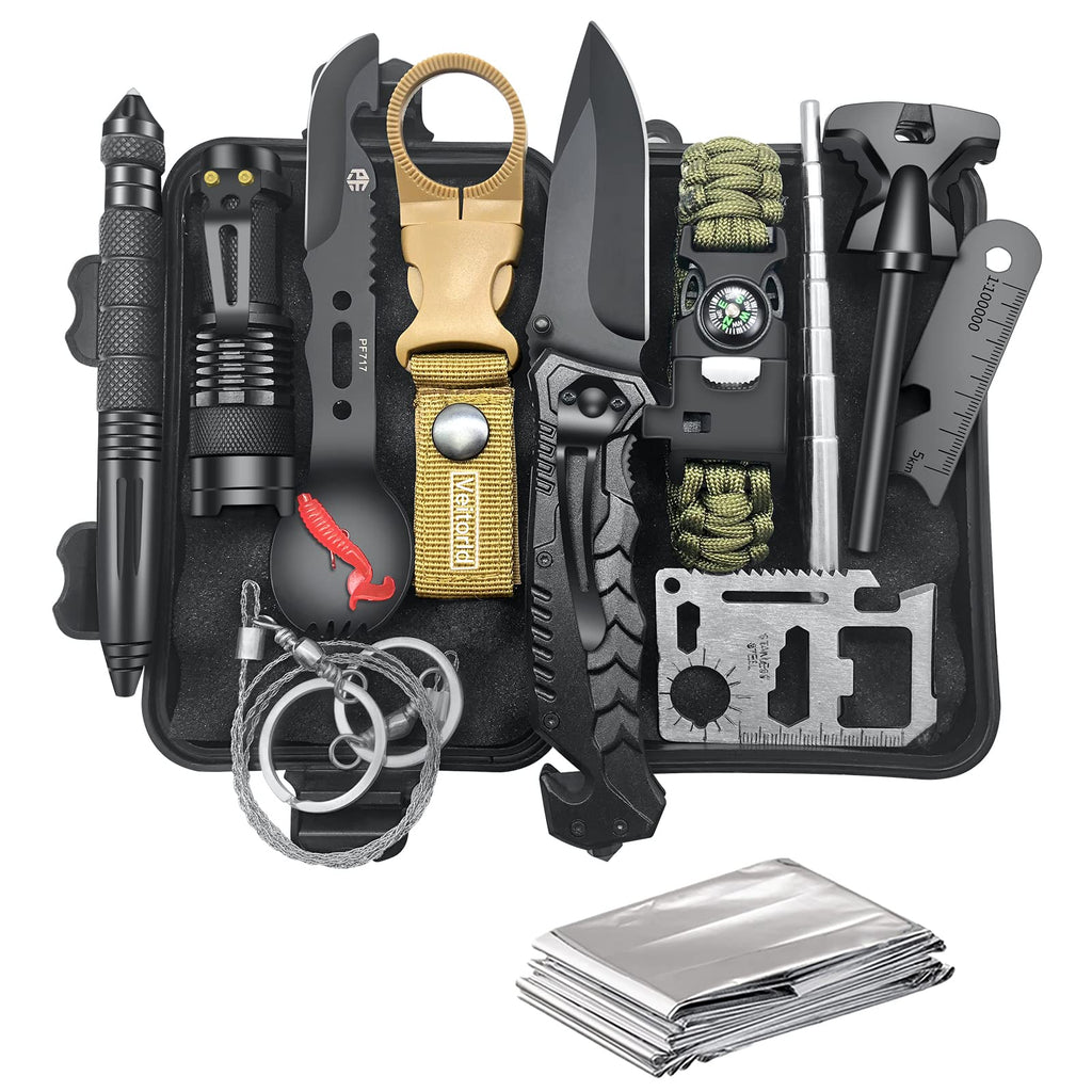 Kit Sopravvivenza Uomo Regalo di San Valentino per Lui - Professionale Kit di Sopravvivenza Survival Accessori per Gli Sport All'aperto, Campeggio, Alpinismo, Idee Regalo Uomo Originali Compleanno