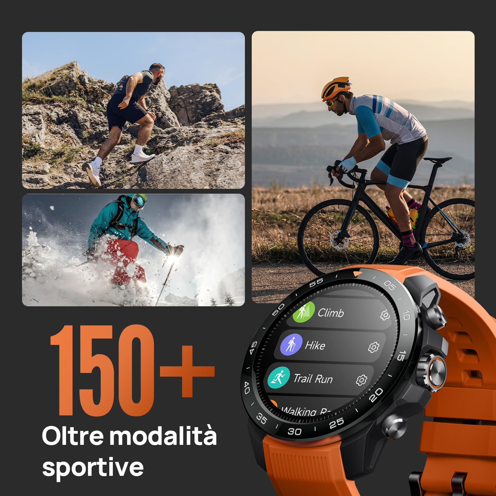 Mibro GS Explorer S Orologio Smartwatch uomo Militare GPS Outdoor con 1,32" AMOLED,Bi-Band GNSS,10 ATM,20 Giorni di Autonomia,Chiamate Bluetooth, Cardio e VO2max,2 Cinturini, per Android e iOS