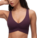 CRZ YOGA Butterluxe Donna Increspato Sport Reggiseni Collo a V Incrocio Schiena Yoga Canotta Tops