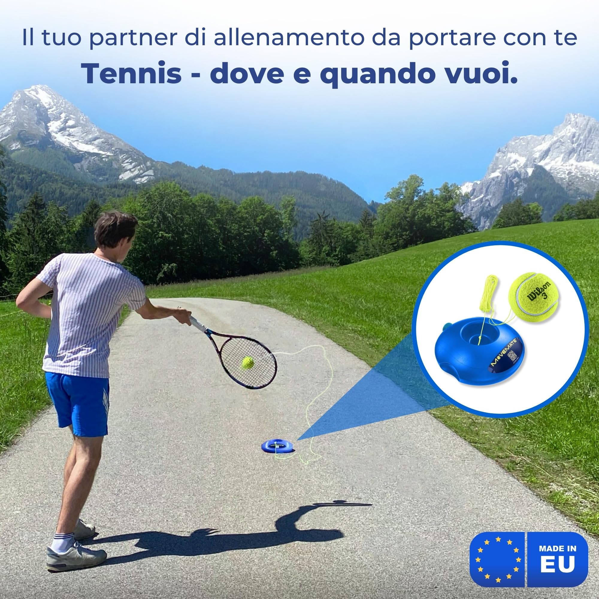 MOVEMATE Dispositivo di Allenamento per Tennis/Padel con Pallina Wilson® | Innovativo Dispositivo Sportivo per Il Tempo Libero per Giocare e Allenarsi all'aperto, in Giardino