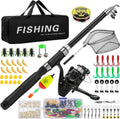 Lomffy Canna da Pesca e Mulinello Combo Set, 1.8M Kit di Esche da Pesca e Borsa con Rete Set Combinato Canna da Pesca Telescopica e Mulinello con Linea Borsa da Trasporto per Acqua Dolce Acqua Salata