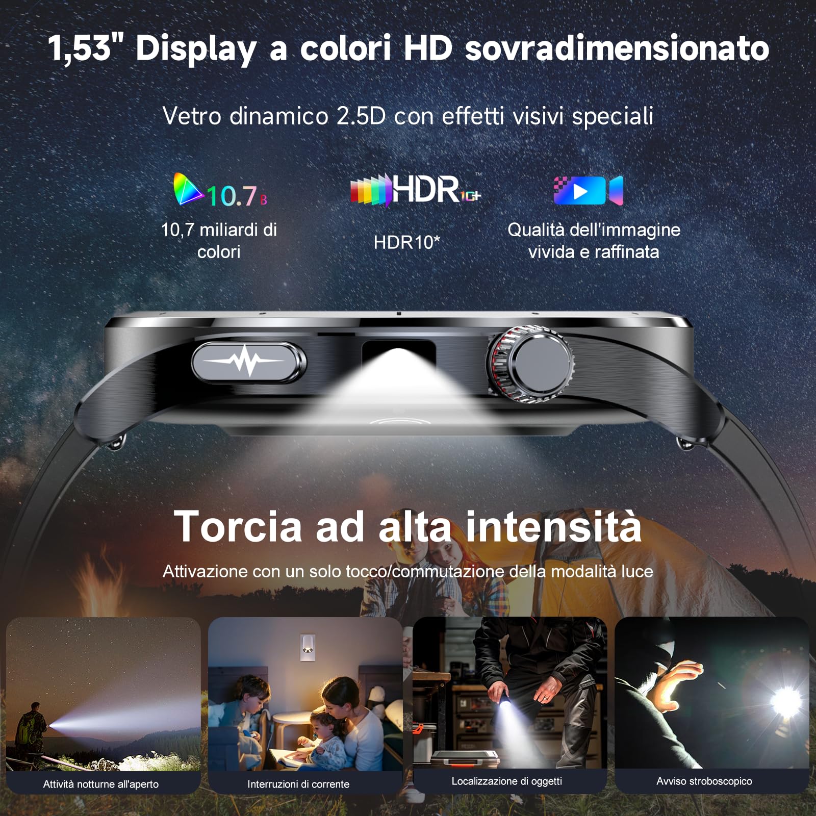 YUPENG 2026 Nuovo AI Smartwatch Uomo ChatGPT ECG/HRV/Lipidi/Acido Urico/BMI, 1.53" Orologio Fitness Chiamate/Torcia, 24H Pressione Sanguigna/Sonno/Temperatura/Cardiofrequenzimetro/SOS, Android iOS