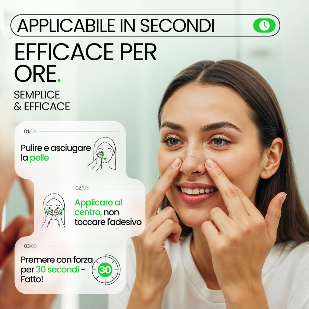 Ellicit Cerotti Nasali, 30 cerotti naso di qualità superiore, cerotti per non russare, tenuta extra per una migliore qualità del sonno, Alivia la congestione nasale, nasal strip [univ.] (Nero)