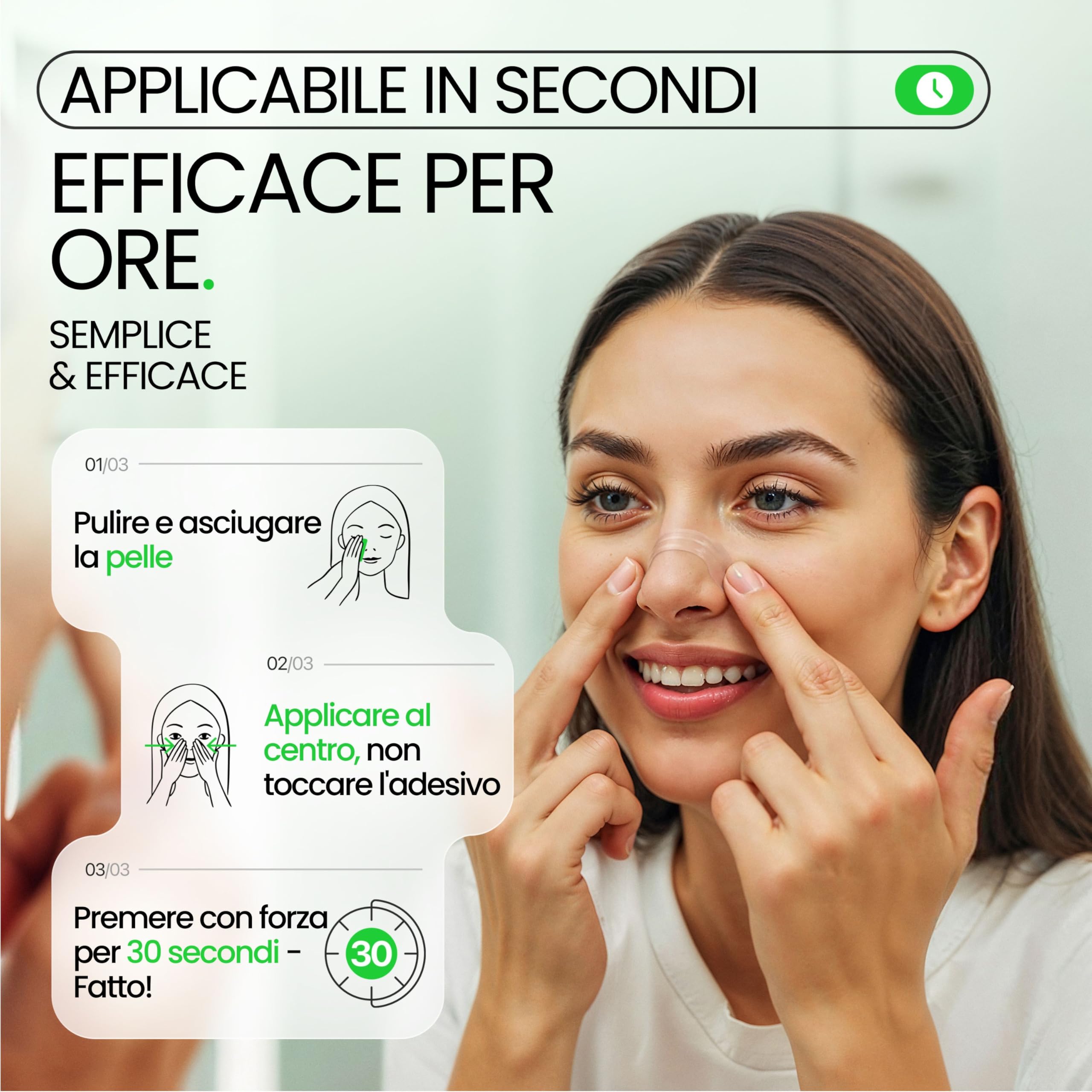 Ellicit Cerotti Nasali, 30 cerotti naso di qualità superiore, cerotti per non russare, tenuta extra per una migliore qualità del sonno, Alivia la congestione nasale, nasal strip [univ.] (Nero)