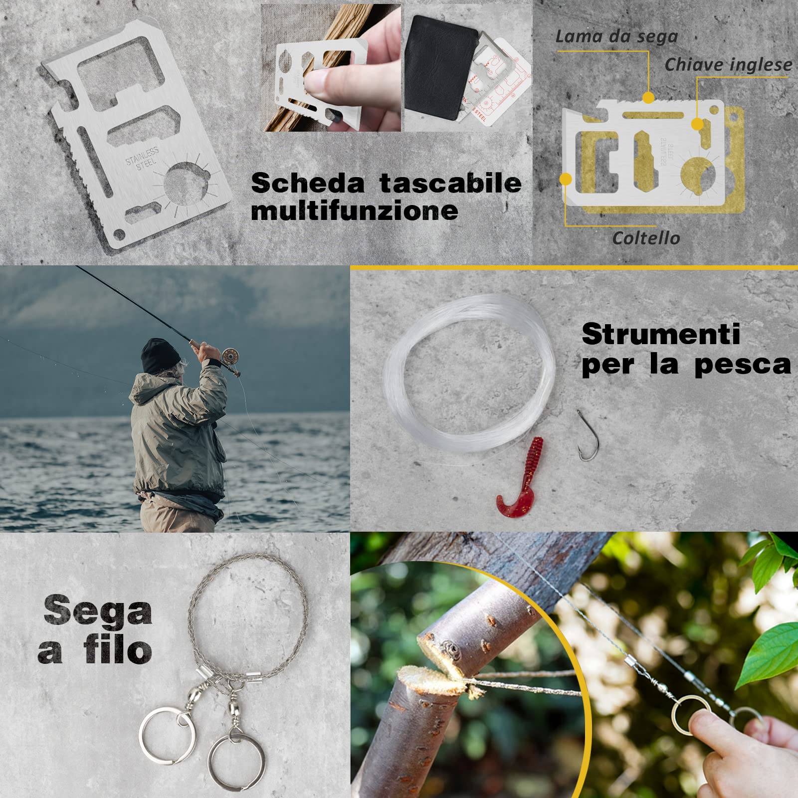 Kit Sopravvivenza Uomo Regalo di San Valentino per Lui - Professionale Kit di Sopravvivenza Survival Accessori per Gli Sport All'aperto, Campeggio, Alpinismo, Idee Regalo Uomo Originali Compleanno
