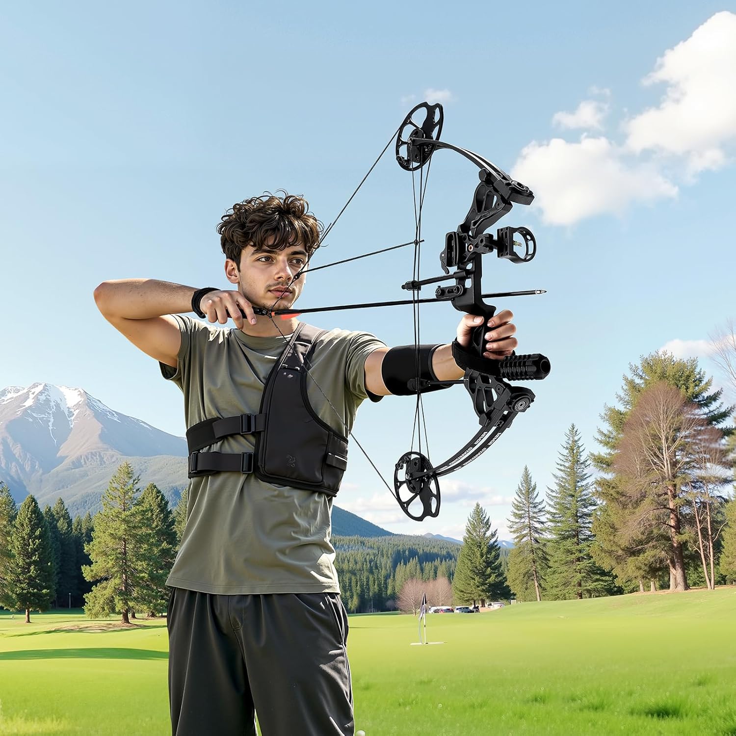 VEVOR Arc à Poulies, Kit d'Arc de Chasse Réglable de 482,6 à 762 mm, Poids de Traction de 8,62 à 31,75 kg, Kit pour Droitier avec Équipement de Chasse, 320 FPS, Noir
