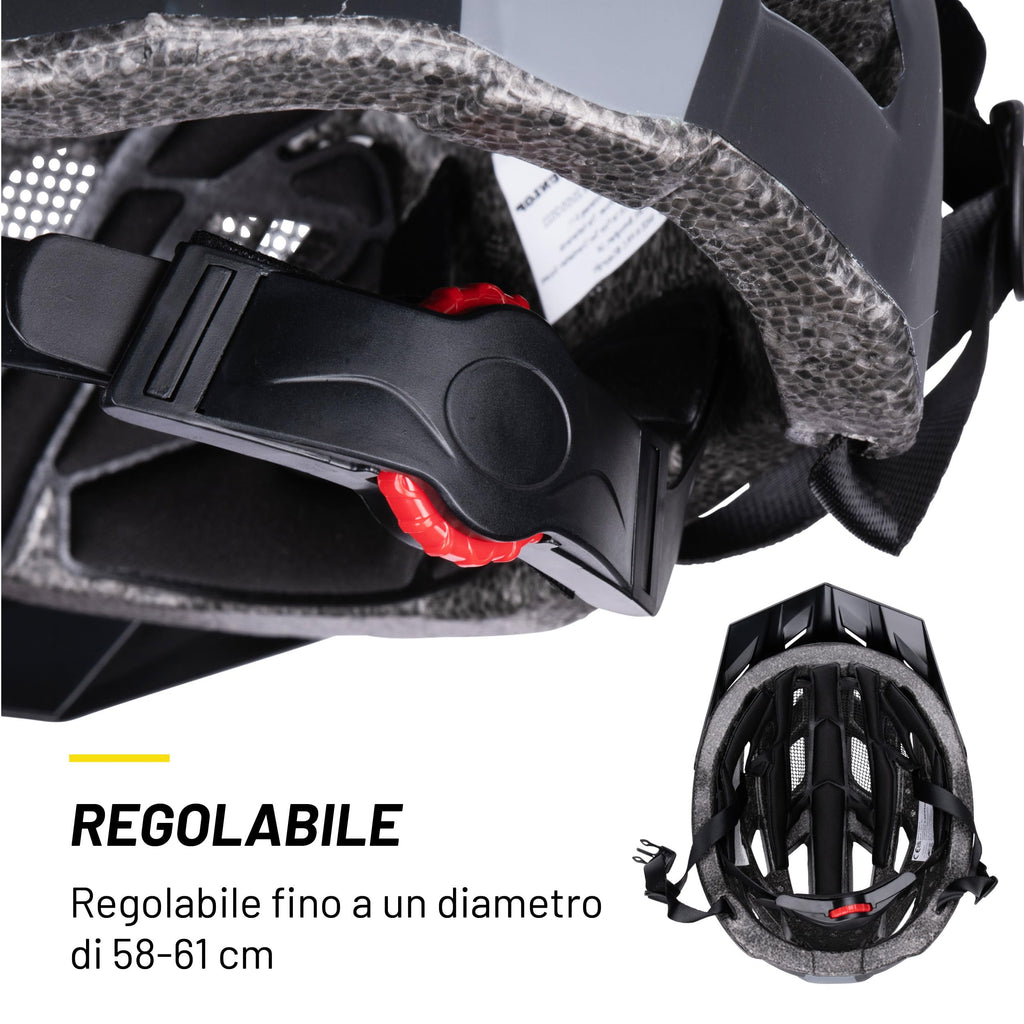 Dunlop Casco da bicicletta con luce - Casco da bicicletta per uomo e donna - Regolabile da 55 a 58 cm - Misura del casco da bicicletta - con illuminazione a LED - 3 modalità di luce - Nero