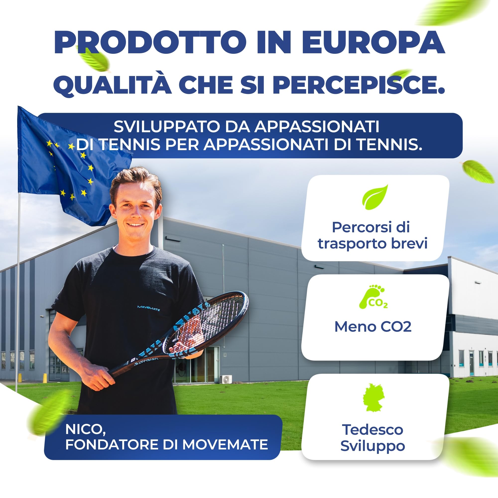 MOVEMATE Dispositivo di Allenamento per Tennis/Padel con Pallina Wilson® | Innovativo Dispositivo Sportivo per Il Tempo Libero per Giocare e Allenarsi all'aperto, in Giardino