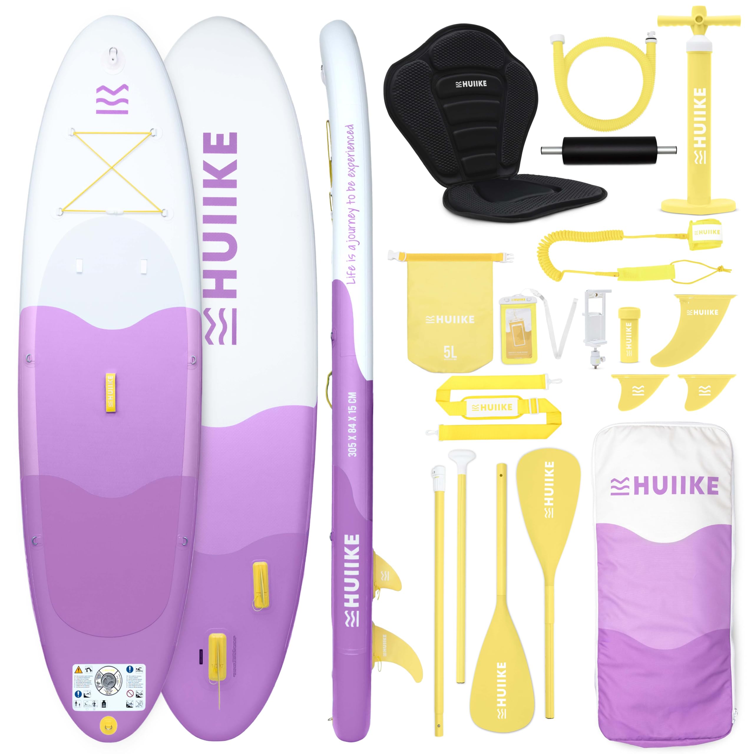 HUIIKE Tavola Sup Gonfiabile Adulti con Accessori Inclusi, Pagaia, Pinne, Pompa. Stand Up Paddle Board con Grande Stabilità e Resistenza. 305 x 84 x 15 cm, Carico Massimo 130 kg