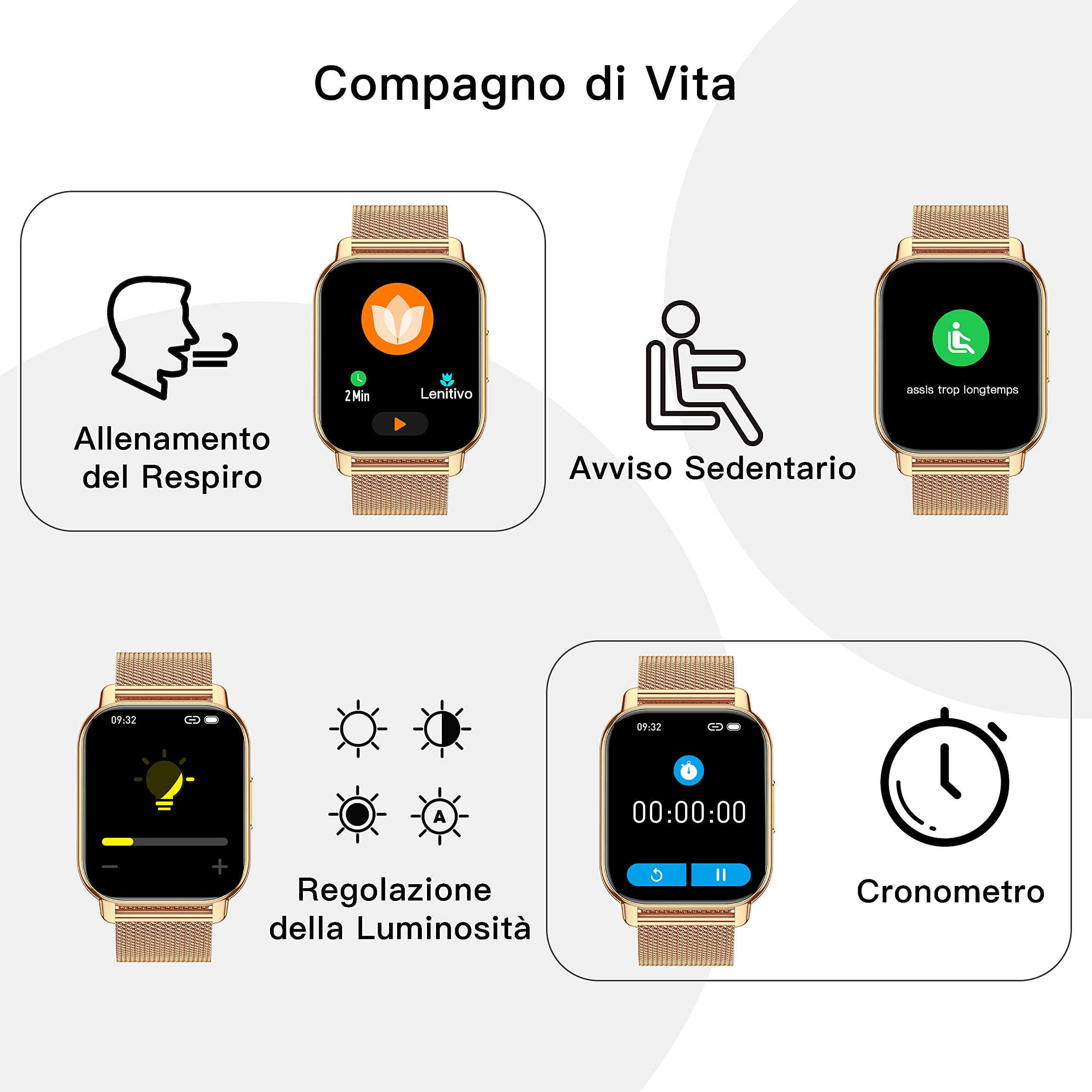 Popglory Smartwatch Uomo Donna Chiamate e Whatsapp, AI Orologio Contapassi 100+ Sports, Assistente, Salute 24/7, Pressione Sanguigna, Cardiofrequenzimetro, SpO2 Sonno, 2 Cinturini per Android iOS