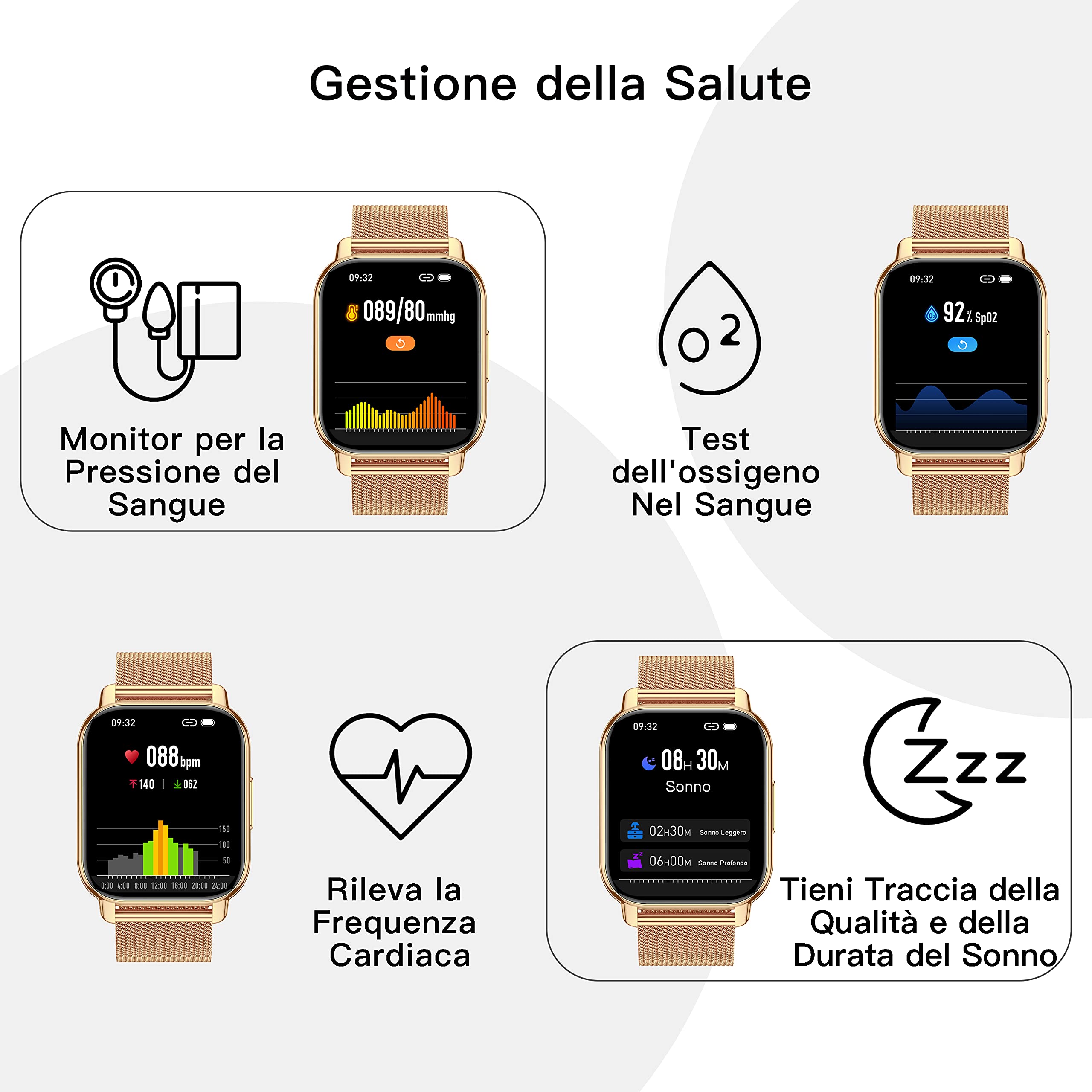 Popglory Smartwatch Uomo Donna Chiamate e Whatsapp, AI Orologio Contapassi 100+ Sports, Assistente, Salute 24/7, Pressione Sanguigna, Cardiofrequenzimetro, SpO2 Sonno, 2 Cinturini per Android iOS