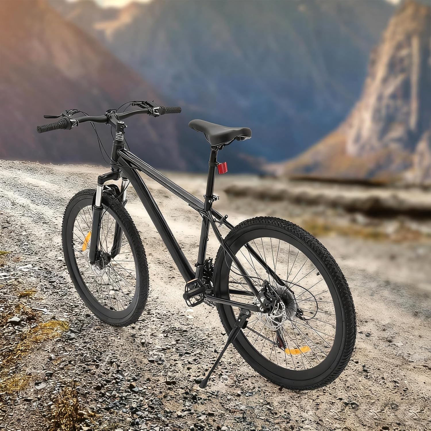 Mountain bike Hardtail 26 pollici bicicletta per adulti con freni a disco a 21 marce, forcella ammortizzata, telaio in acciaio robusto e luci a LED per adulti e ragazzi a partire dai 12 anni