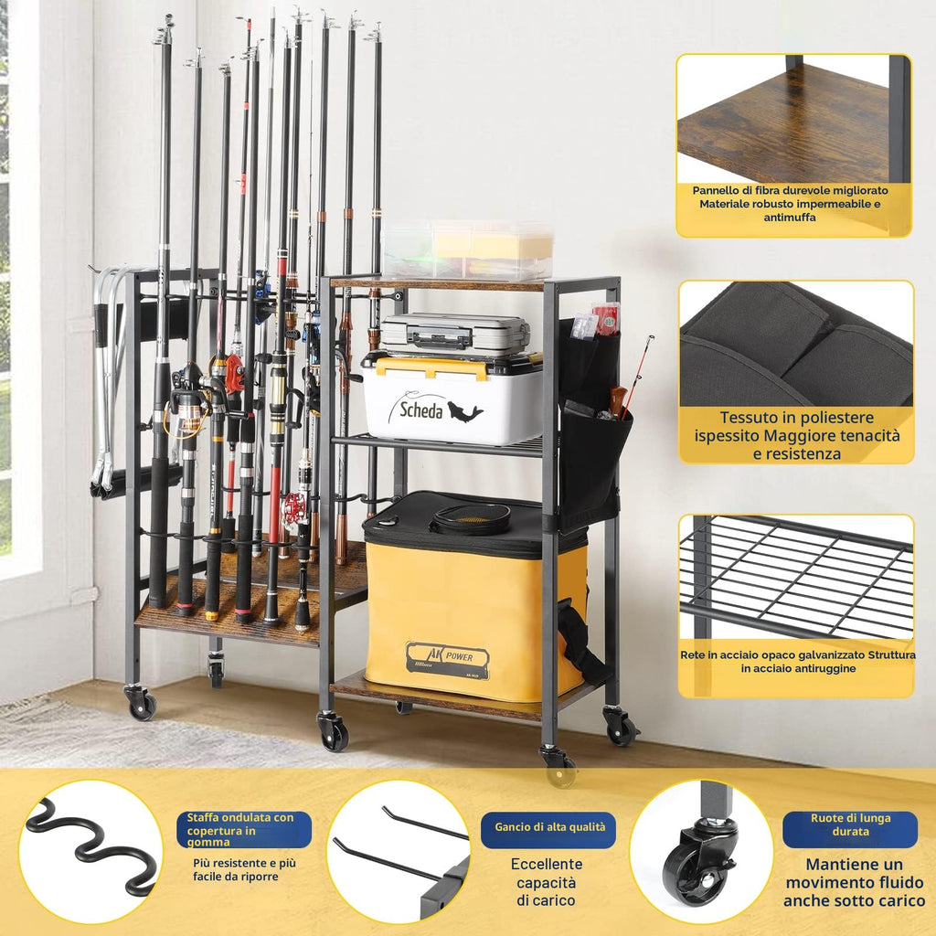 Bikoney Supporto per Canna da Pesca Accessori da Pesca Attrezzi da Pesca Organizzatori di Attrezzature da Pesca Negozio da Pesca Supporti per Canna da Pesca Carrello per Garage Casa Ingresso Angolo