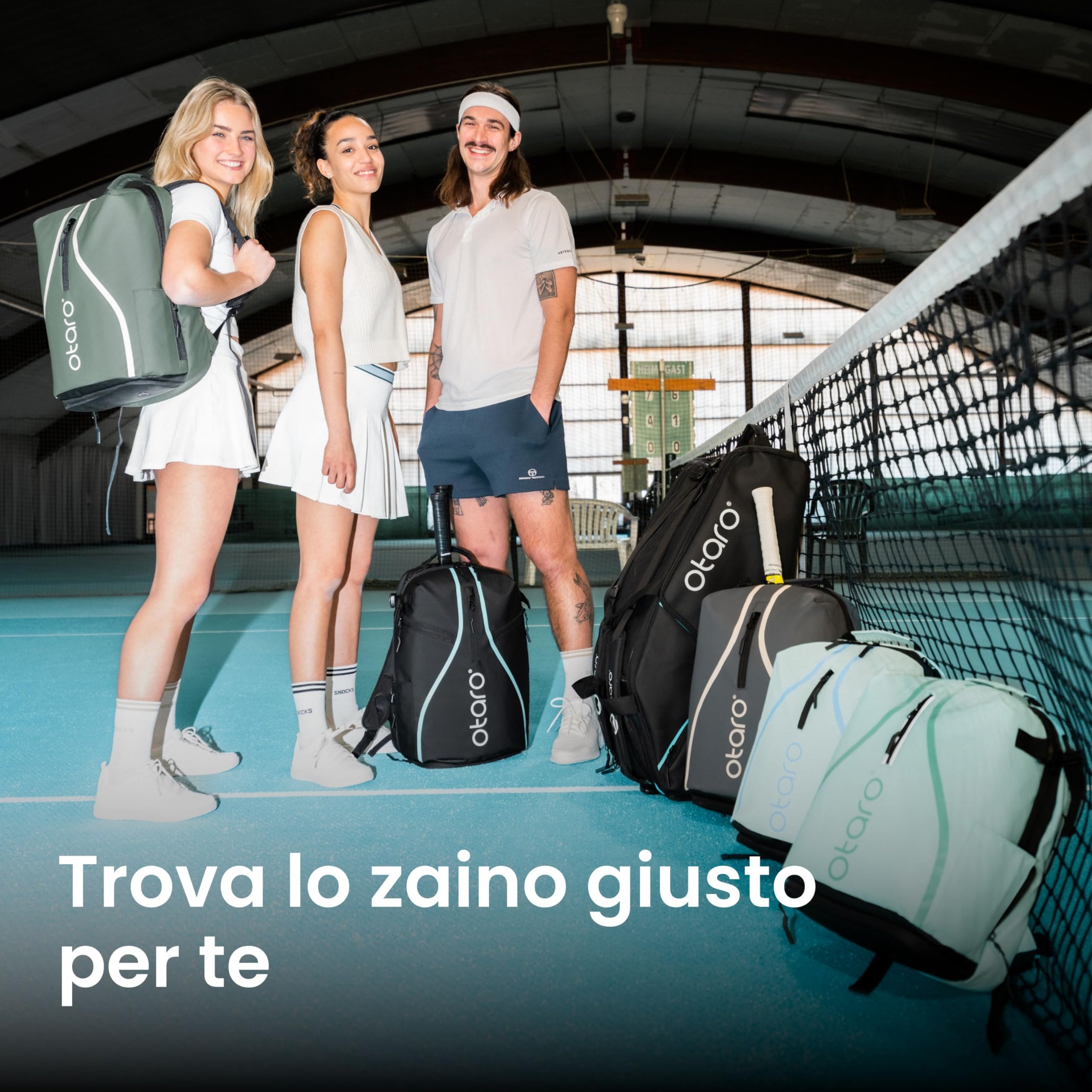Otaro Zaino Tennis | Zaino con porta scarpe, scomparto per laptop e scomparto per 2 racchette | Zaino sportivo | Porta racchetta tennis | Borsa tennis con copertura antipioggia e sacca per biancheria