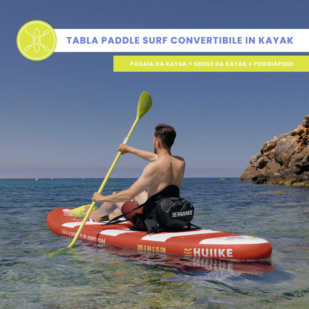 HUIIKE Tavola Sup Gonfiabile Adulti con Accessori Inclusi, Pagaia, Pinne, Pompa. Stand Up Paddle Board con Grande Stabilità e Resistenza. 305 x 84 x 15 cm, Carico Massimo 130 kg