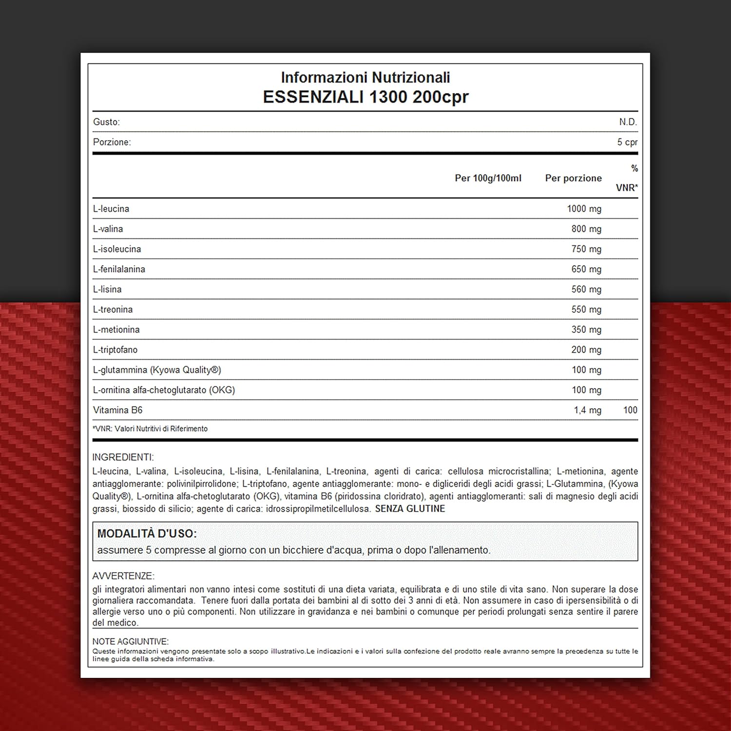 WHY SPORT ESSENZIALI 1300 - Acides Aminés Essentiels avec Vitamine B6 et Glutamine - 200 Comprimés
