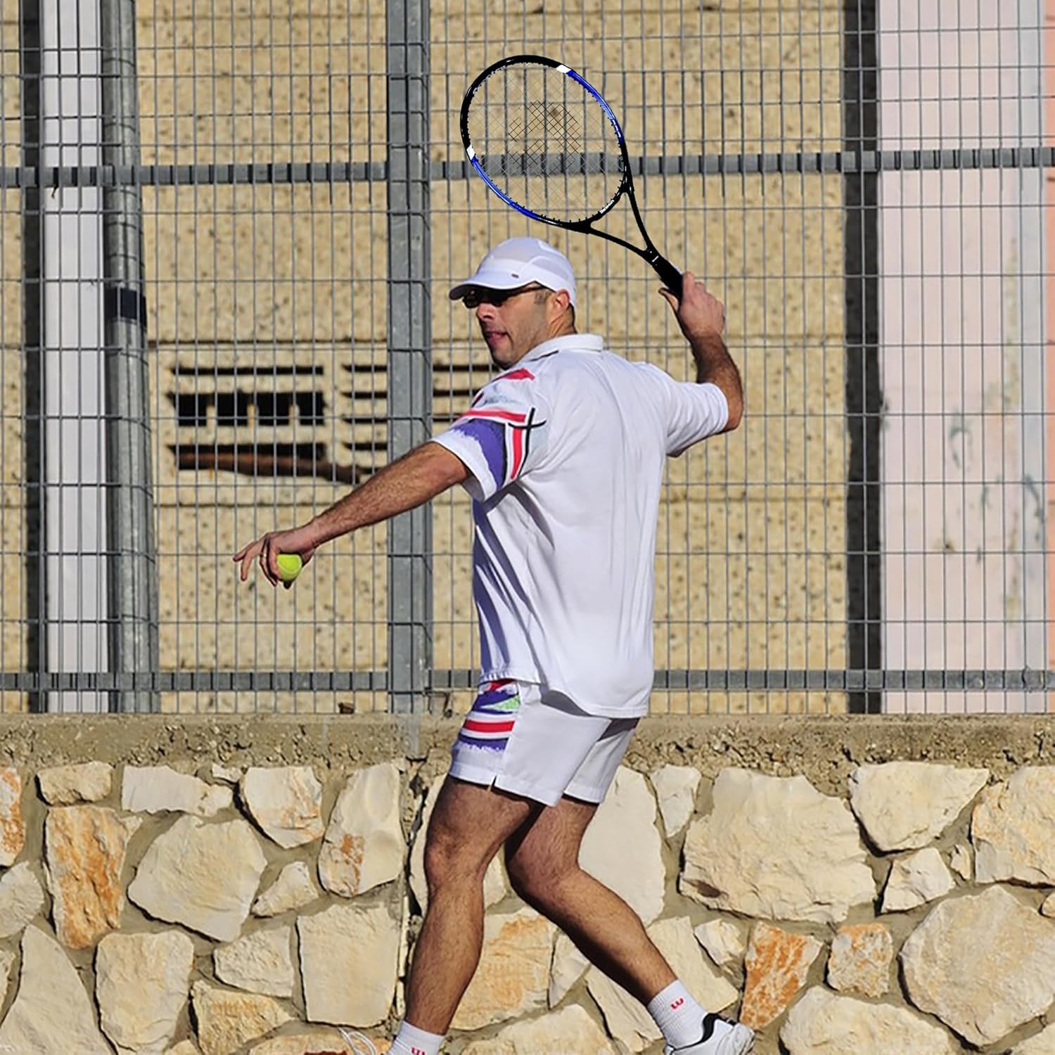 Senston Racchette da Tennis Professionali da 27" (68,5 cm), per 2 Giocatori, con copertura, overgrip da tennis, smorzatore di vibrazioni