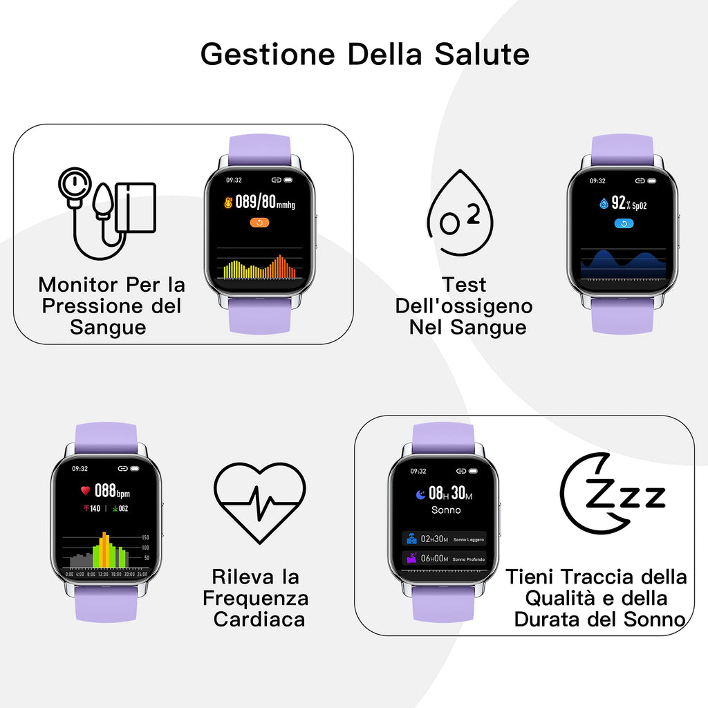 Popglory Smartwatch Uomo Donna Chiamate e Whatsapp, AI Orologio Contapassi 100+ Sports, Assistente, Salute 24/7, Pressione Sanguigna, Cardiofrequenzimetro, SpO2 Sonno, 2 Cinturini per Android iOS