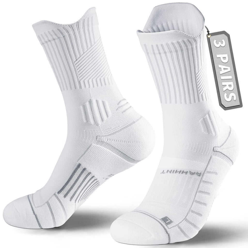 Coolmax Compressione 3 Paia Calzini Running Uomo Calze da Corsa Trekking Padel Uomo, Anti-Vesciche & Con Supporto Dell'arco Plantare, 35-51