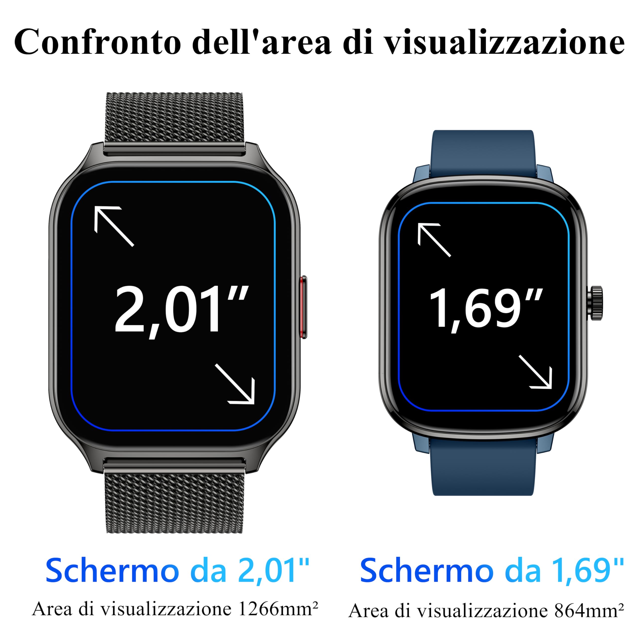 Popglory Smartwatch Uomo Donna Chiamate e Whatsapp, AI Orologio Contapassi 100+ Sports, Assistente, Salute 24/7, Pressione Sanguigna, Cardiofrequenzimetro, SpO2 Sonno, 2 Cinturini per Android iOS