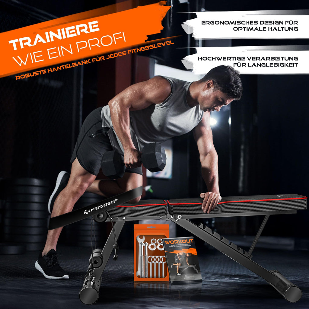 KESSER® Banc de musculation pliable multifonction avec dossier, supporte jusqu'à 500 kg, pour le fitness et l'entraînement