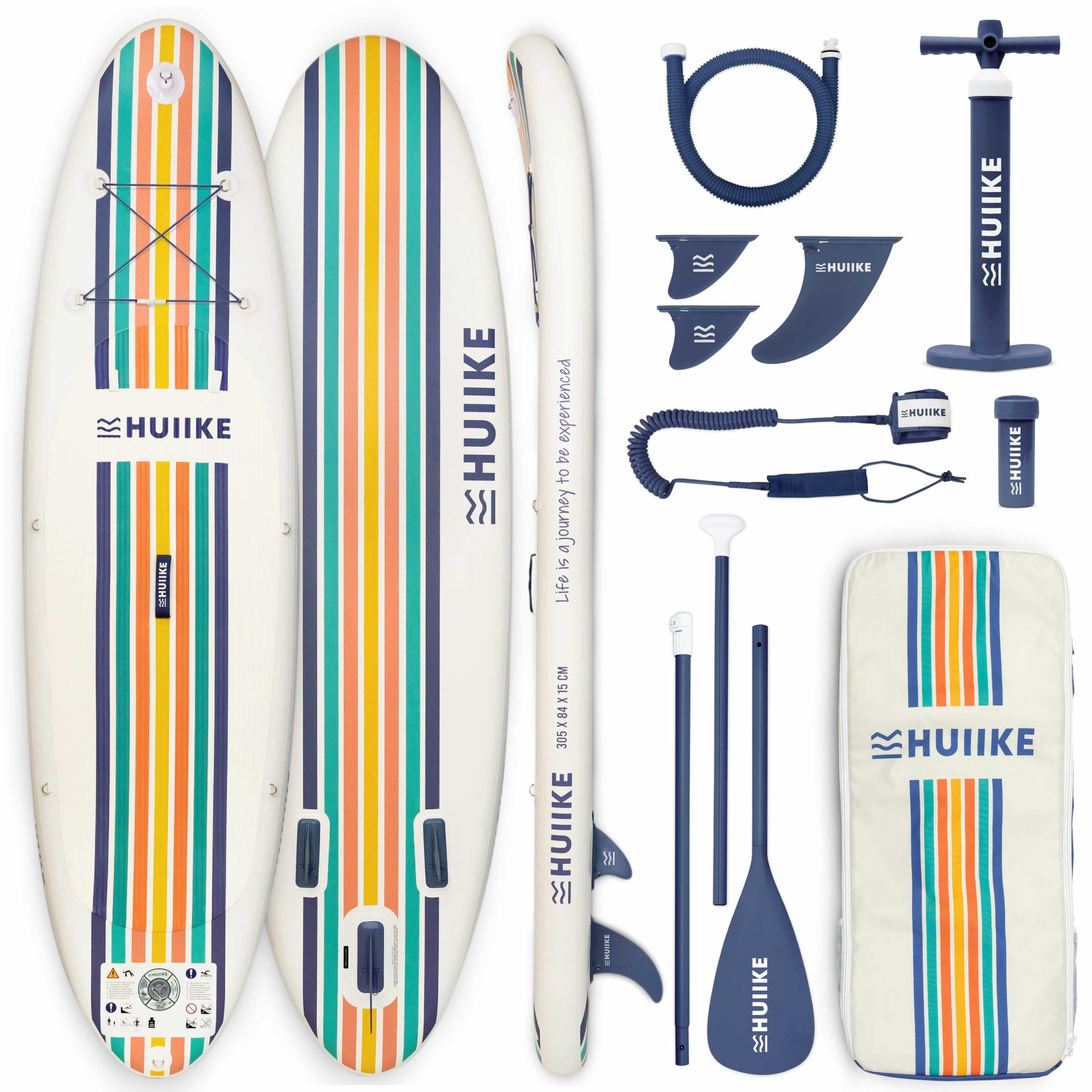 HUIIKE Tavola Sup Gonfiabile Adulti con Accessori Inclusi, Pagaia, Pinne, Pompa. Stand Up Paddle Board con Grande Stabilità e Resistenza. 305 x 84 x 15 cm, Carico Massimo 130 kg