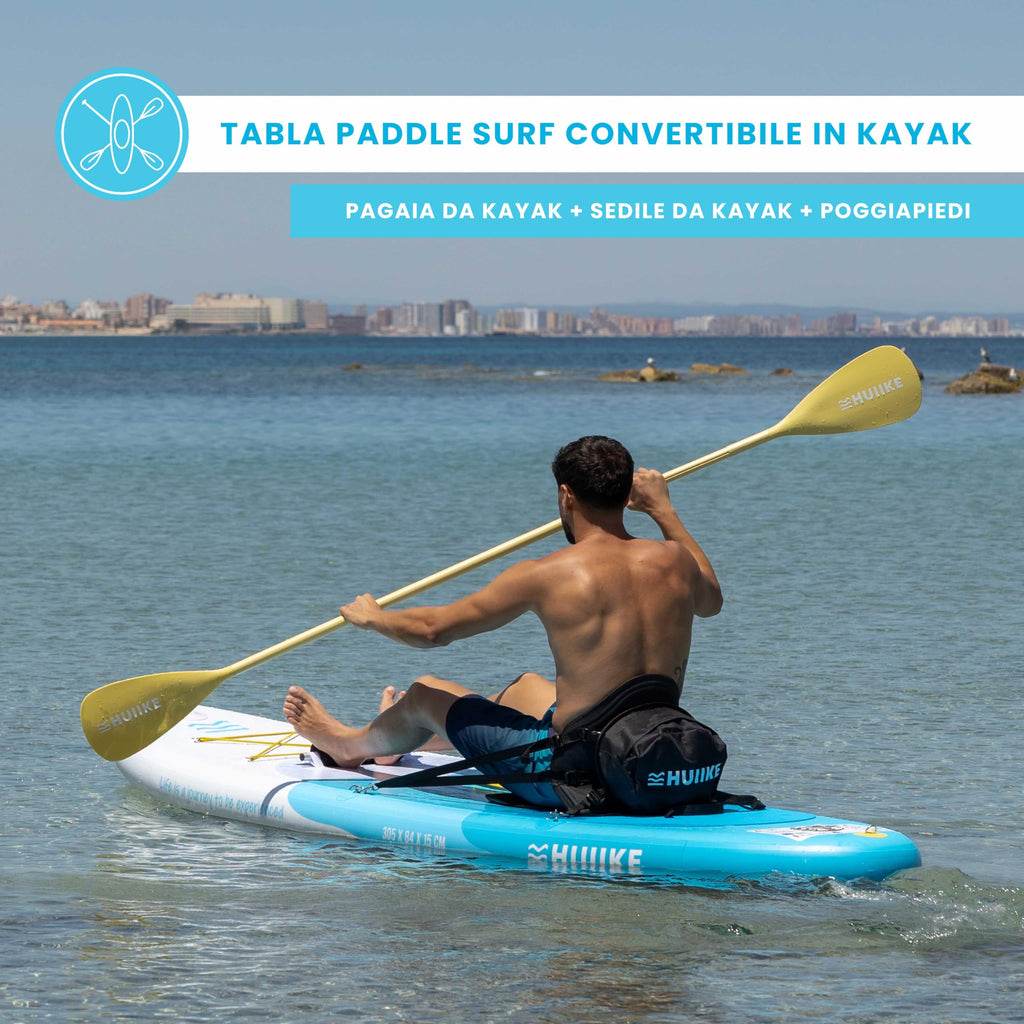 HUIIKE Tavola Sup Gonfiabile Adulti con Accessori Inclusi, Pagaia, Pinne, Pompa. Stand Up Paddle Board con Grande Stabilità e Resistenza. 305 x 84 x 15 cm, Carico Massimo 130 kg