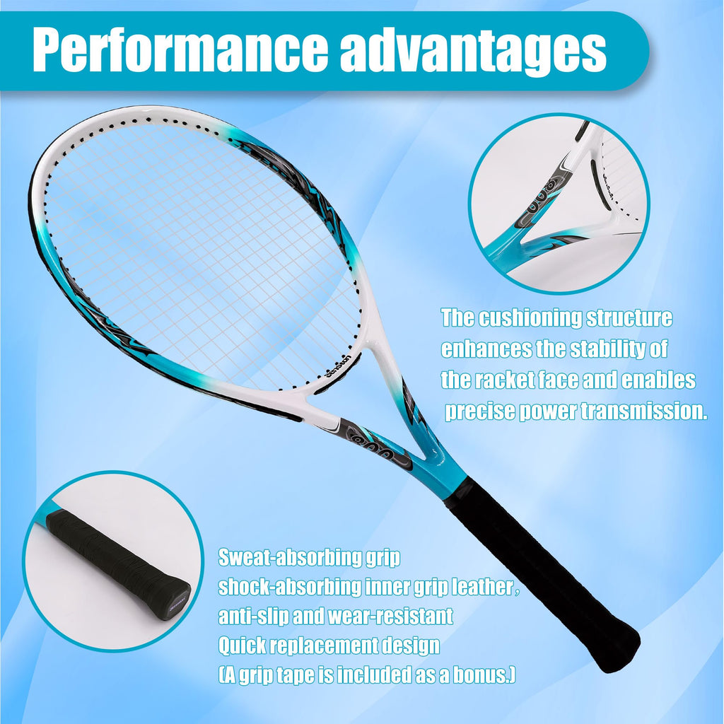 Senston Racchetta da Tennis da 27'', Racchette Tennis con Borsa, Grip da Tennis, Smorzatore di Vibrazioni, Presa e Controllo Eccellenti