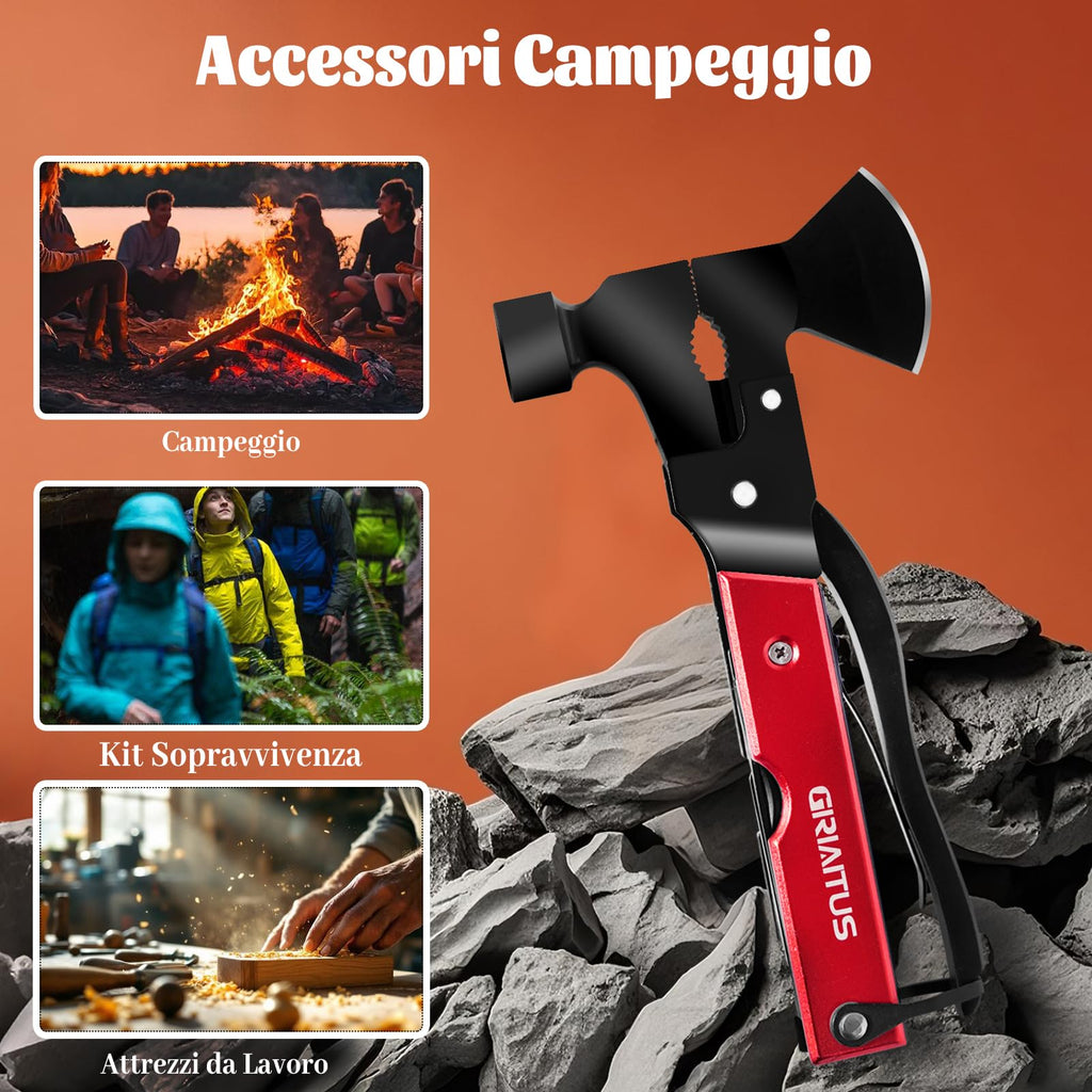 Campeggio Accessori Utili 16in1 Multitool Ascia Sopravvivenza Idee Regalo Uomo Regali Natale con Coltello Martello Pinze Seghetto Cacciavite