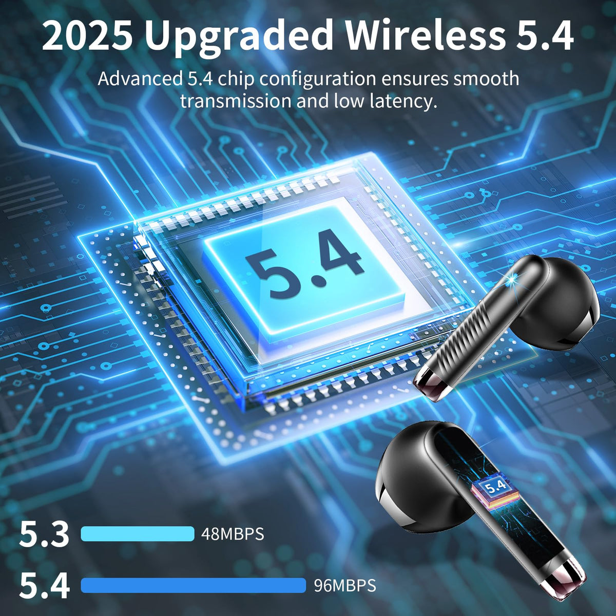 2026 Cuffie Bluetooth Auricolari Bluetooth 5.4, Cuffie Wireless con 4 ENC Cancellazione Rumore Mic, Cuffie in Ear 40 Ore di Riproduzione, Cuffie Senza Filo HiFi Stereo IP7 Impermeabili per iOS/Android