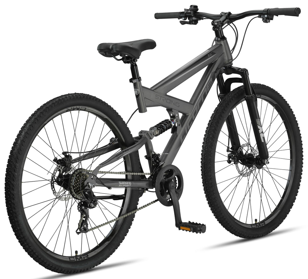 Licorne Bike - VTT Premium Strong 2D 26, 27,5 et 29 pouces, vélo avec freins à disque avant et arrière, 21 vitesses, tout suspendu