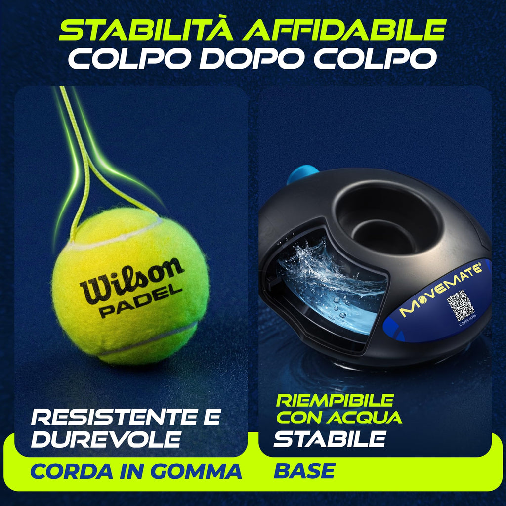 MOVEMATE Dispositivo di Allenamento per Tennis/Padel con Pallina Wilson® | Innovativo Dispositivo Sportivo per Il Tempo Libero per Giocare e Allenarsi all'aperto, in Giardino