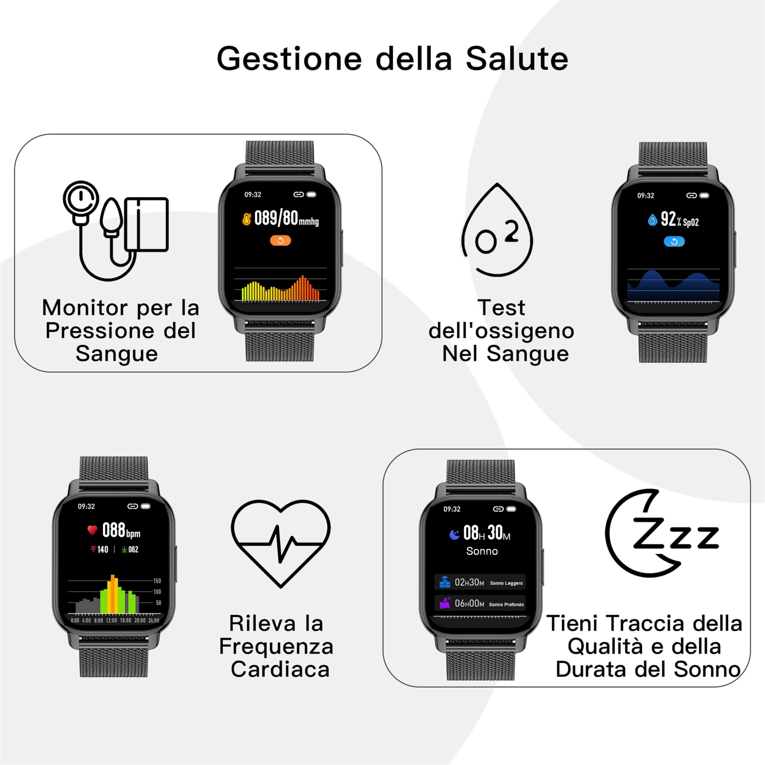 Popglory Smartwatch Uomo Donna Chiamate e Whatsapp, AI Orologio Contapassi 100+ Sports, Assistente, Salute 24/7, Pressione Sanguigna, Cardiofrequenzimetro, SpO2 Sonno, 2 Cinturini per Android iOS