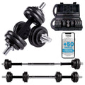 unycos - Haltères Réglables avec Disques 15-50 kg【E-Book + Mallette】Paire de Poids avec Barre de Connexion Antidérapante pour Hommes/Femmes, Entraînement, Gym à Domicile, Fitness (Iron Transformer)