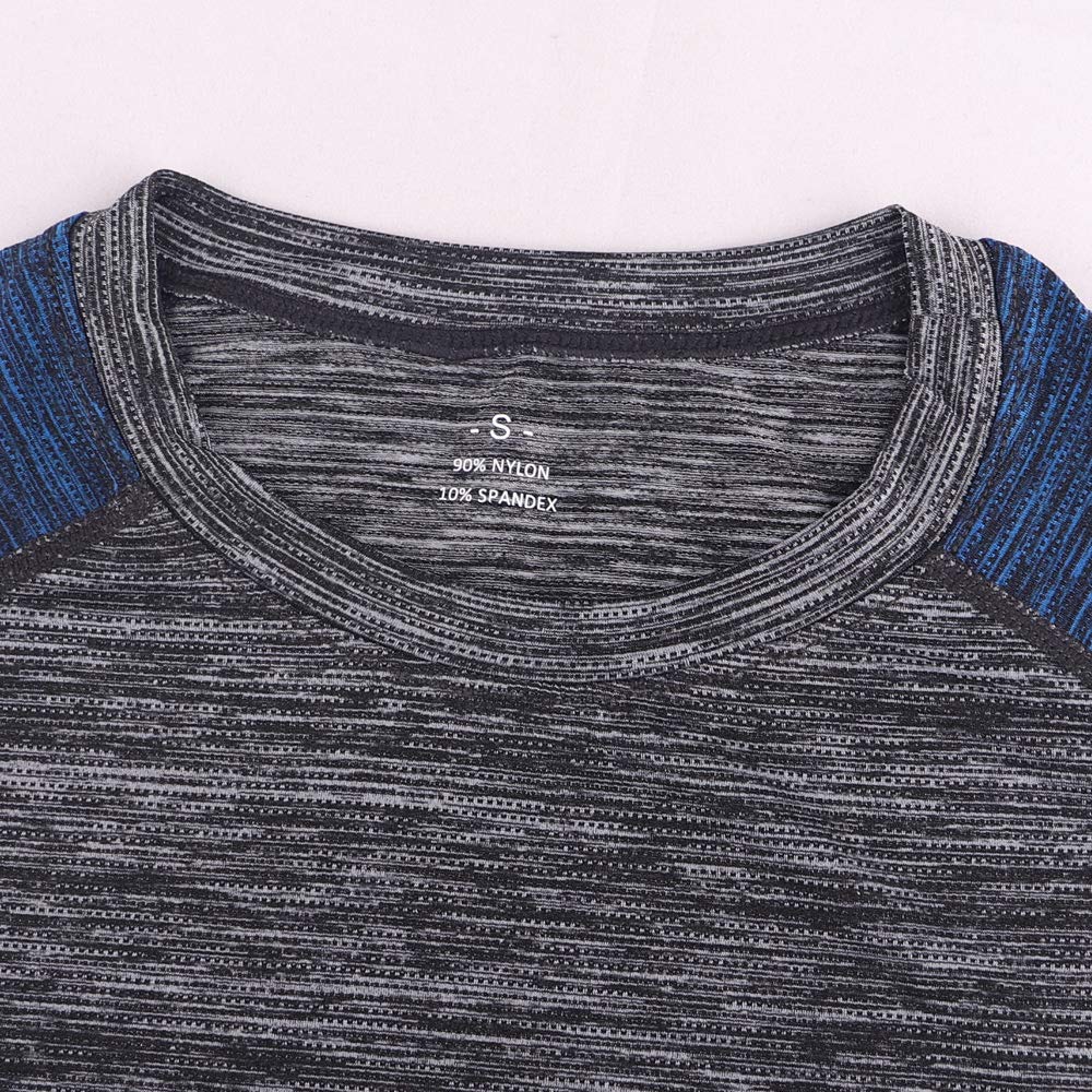 Muscle Alive Homme Maillot de Corps Slim Ajusté à Manches Courtes de Base de Compression de Musculation en Polyester et Spandex