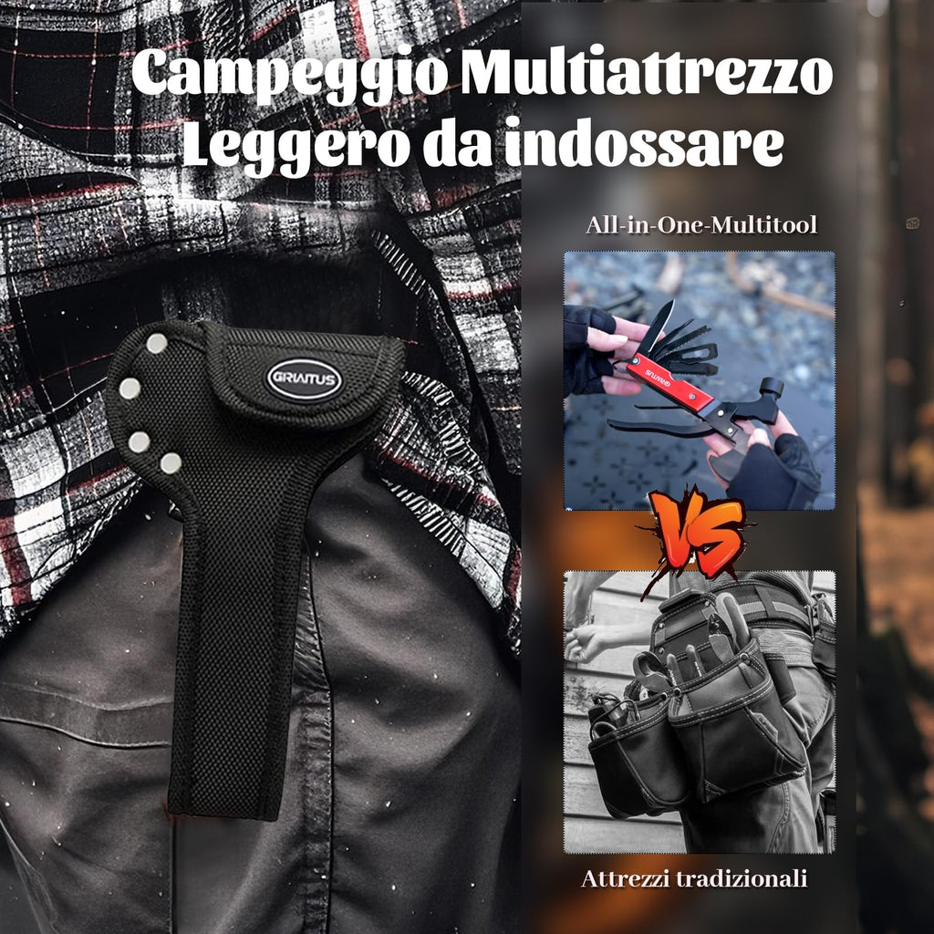 Campeggio Accessori Utili 16in1 Multitool Ascia Sopravvivenza Idee Regalo Uomo Regali Natale con Coltello Martello Pinze Seghetto Cacciavite