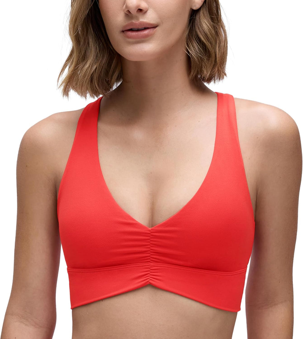 CRZ YOGA Butterluxe Donna Increspato Sport Reggiseni Collo a V Incrocio Schiena Yoga Canotta Tops