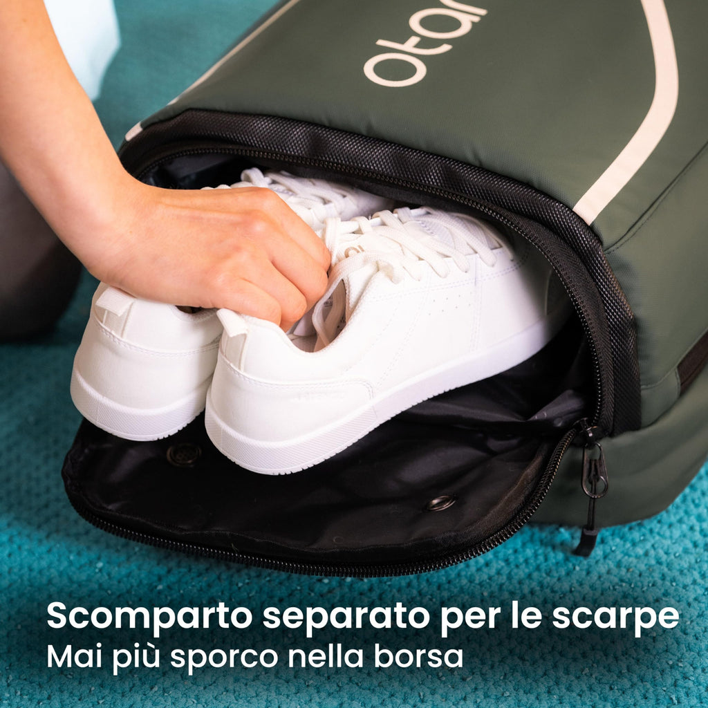Otaro Zaino Tennis | Zaino con porta scarpe, scomparto per laptop e scomparto per 2 racchette | Zaino sportivo | Porta racchetta tennis | Borsa tennis con copertura antipioggia e sacca per biancheria