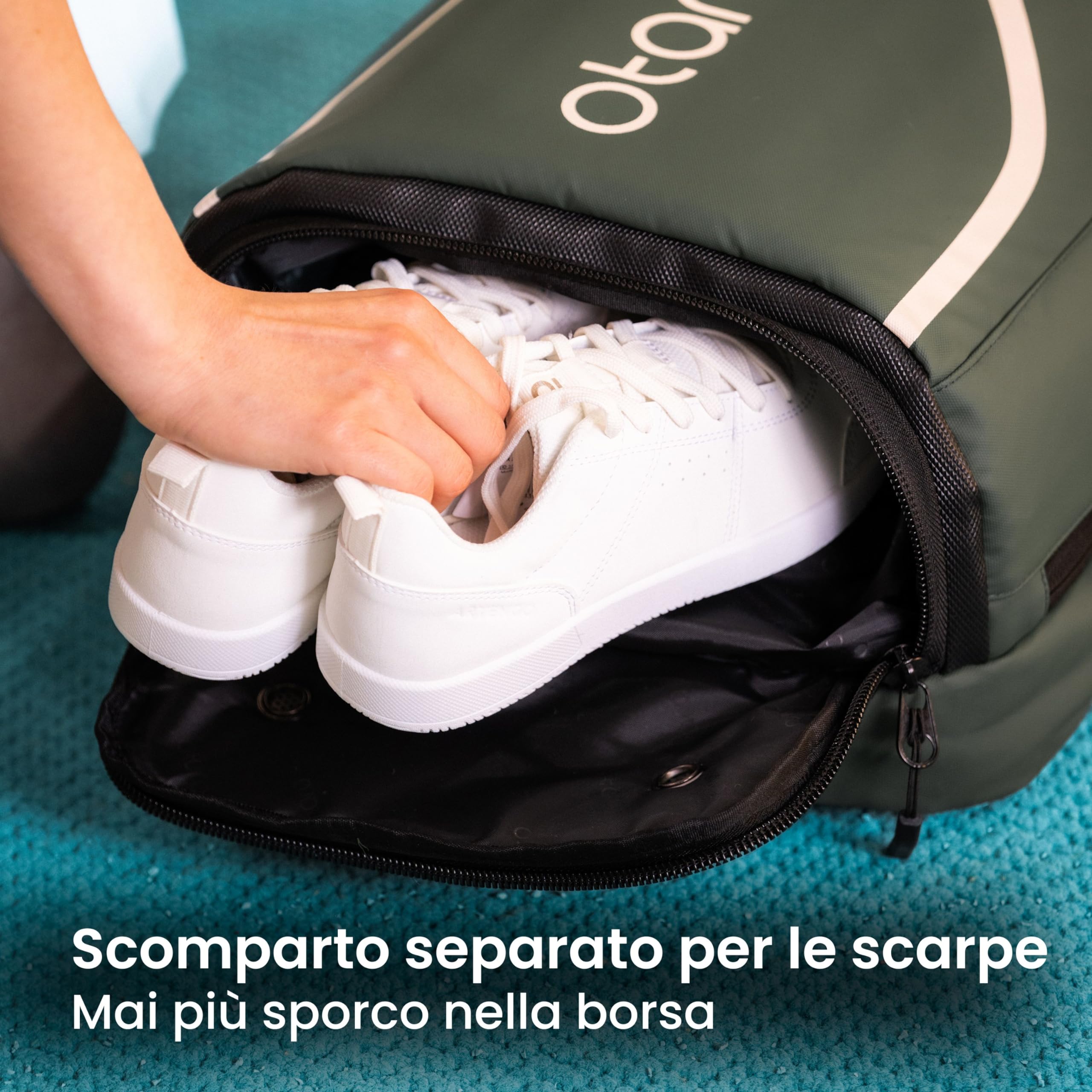 Otaro Zaino Tennis | Zaino con porta scarpe, scomparto per laptop e scomparto per 2 racchette | Zaino sportivo | Porta racchetta tennis | Borsa tennis con copertura antipioggia e sacca per biancheria