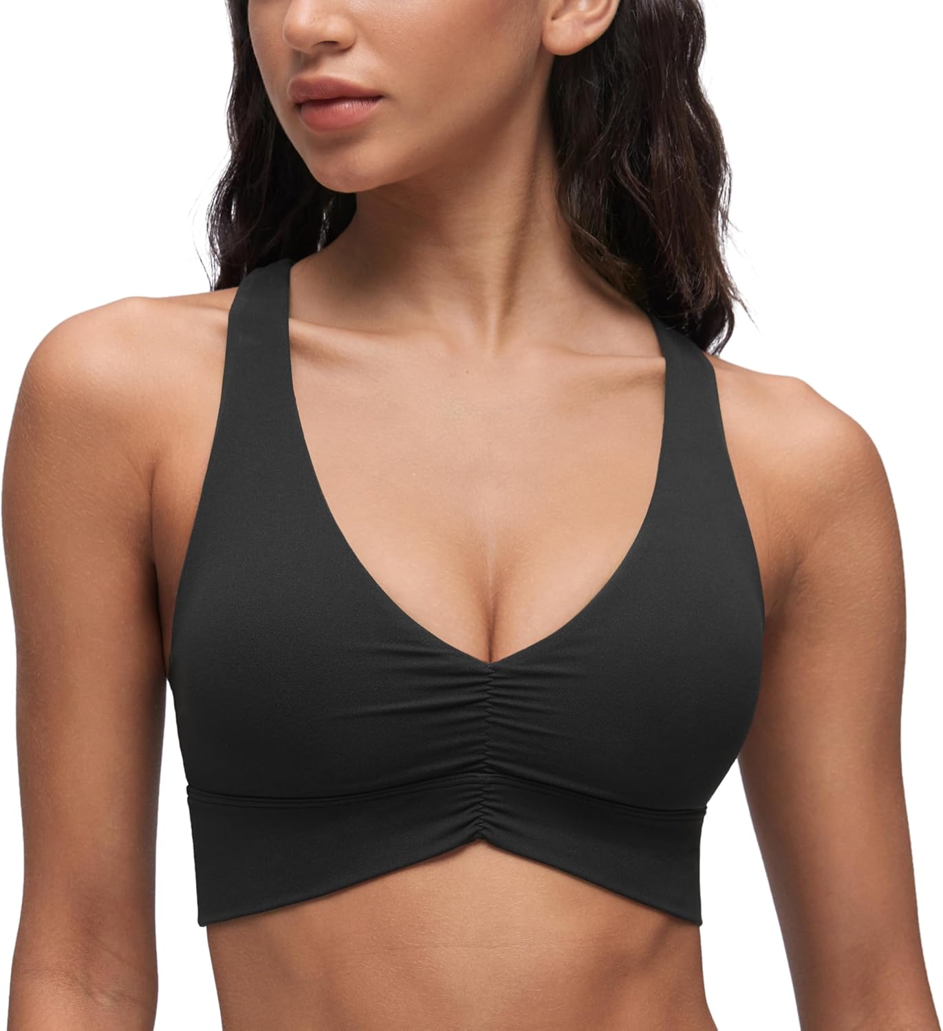 CRZ YOGA Butterluxe Donna Increspato Sport Reggiseni Collo a V Incrocio Schiena Yoga Canotta Tops